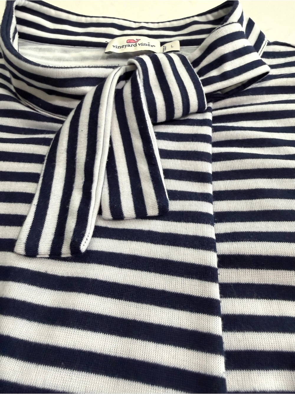 Vineyard Vines Navy White Striped Cotton Mini Tunic Dress Size Large Knit - Picture 6 of 12